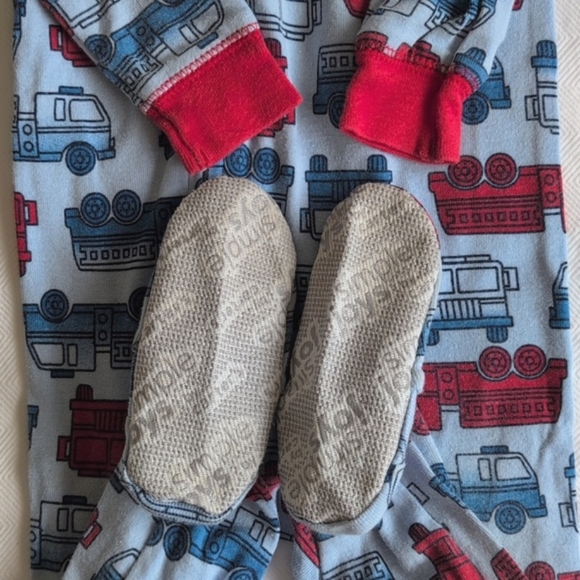 carter's firetruck cotton zipper footie sleeper pajamas 12 months baby boy - Picture 6 of 9